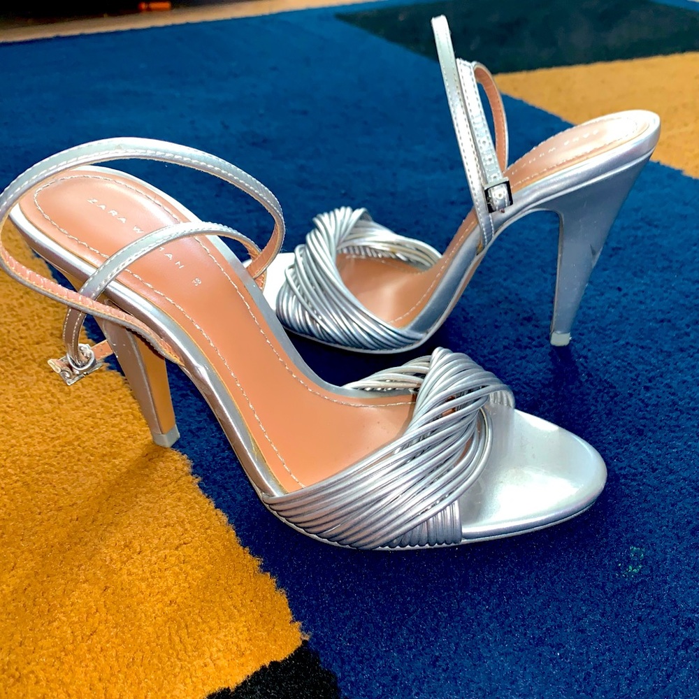 Zara platinum silver sandals